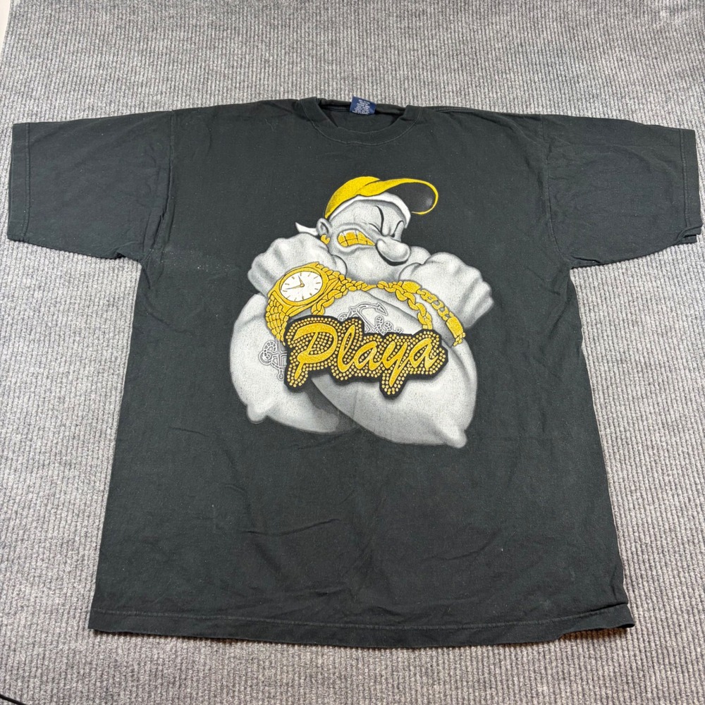 Deluxe Shirt Men's 3XL Popeye‎ Playa Graphic Black Streetwear Hip Hop Sailor